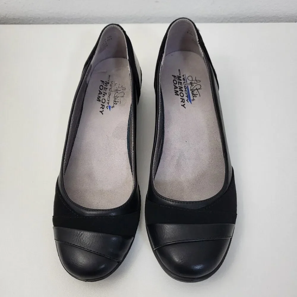 LIFE STRIDE Indeed Flats Womens 8.5 Classic Black Comfort Shoes Office Career